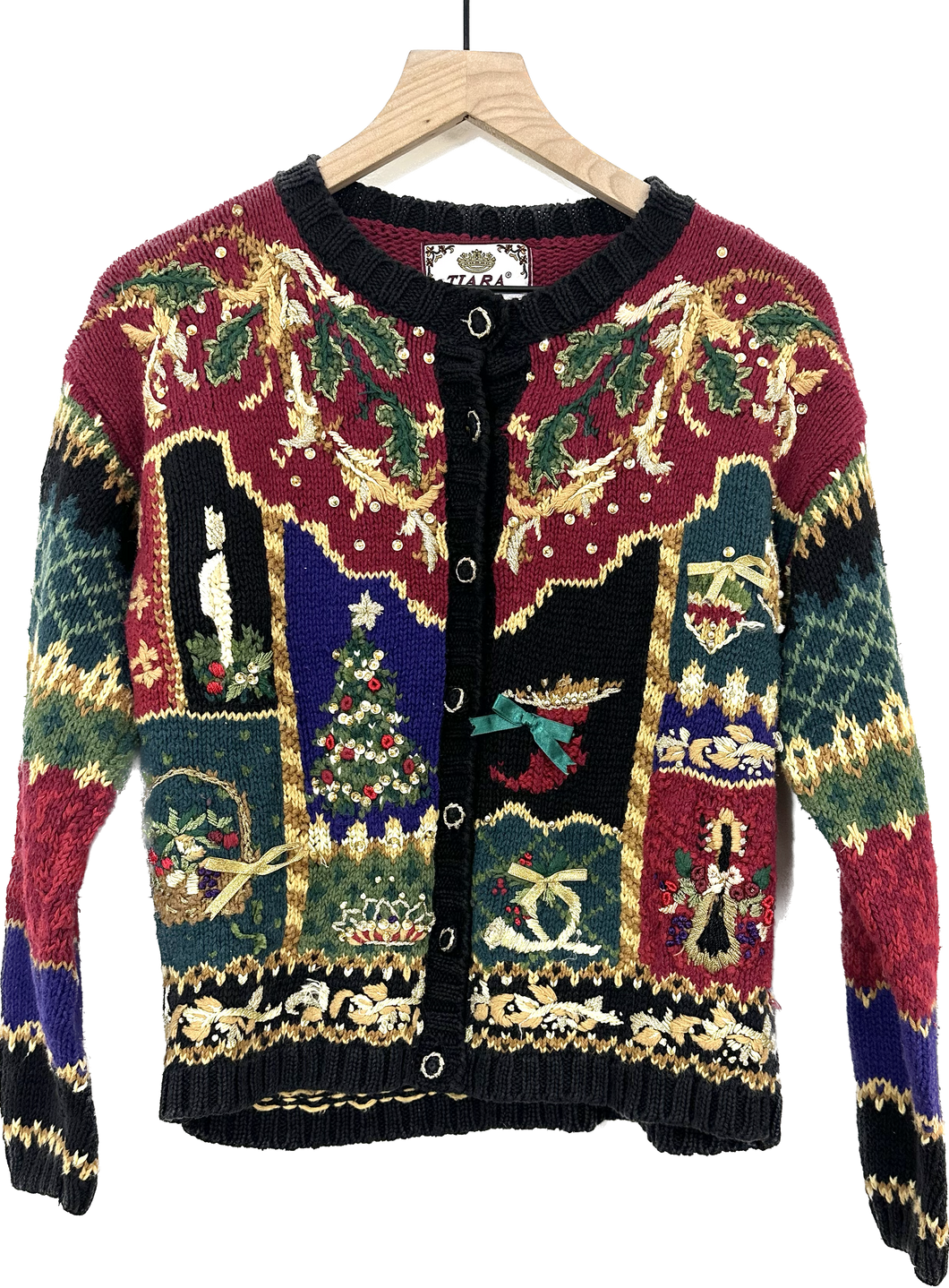 Vintage Button Front Christmas Cardigan