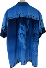 Load image into Gallery viewer, Blue Flamed Dragon AOP Character Button Up Shirt
